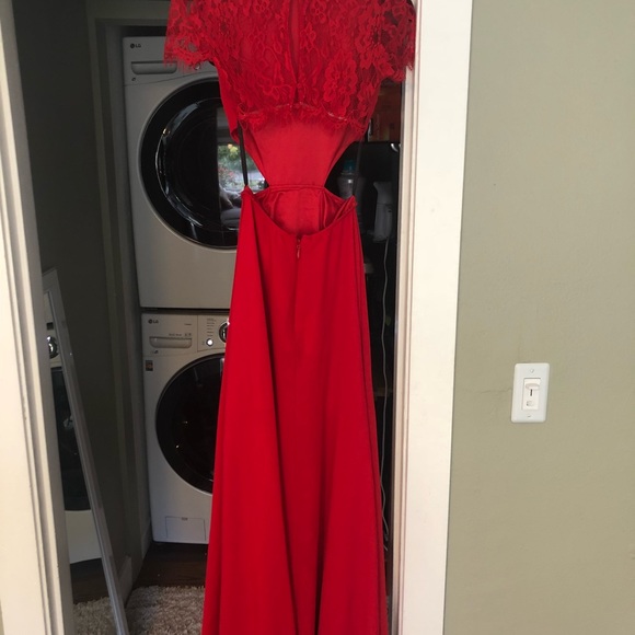 Formal Bebe Dress with Lace Sleeve/Back - Picture 4 of 5